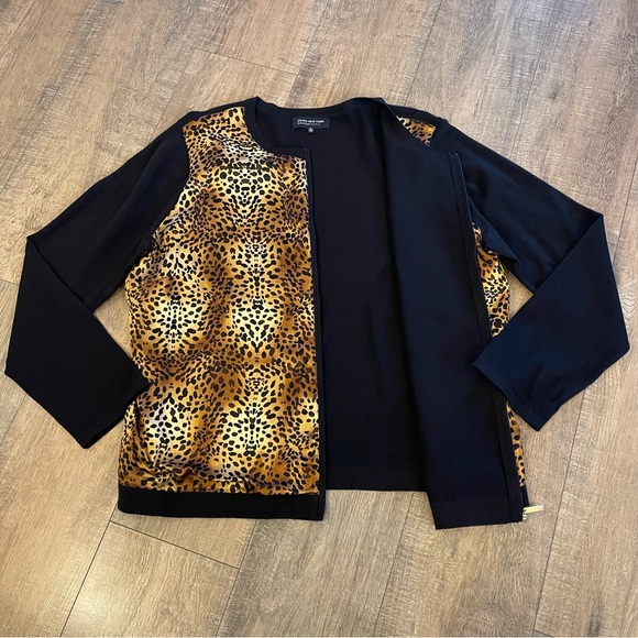 Jones New York Animal Print Lightweight Jacket Zip Front Satin Women's Sz 2X NWT - Picture 4 of 9